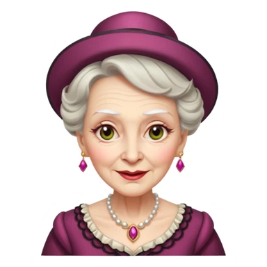 old woman with elegant make up and fancy clothes looking wicked and smirk sticker