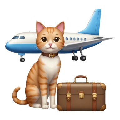 Katze verreist mit koffer und flugzeug sticker