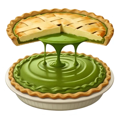 Pie on top of green sauce sticker