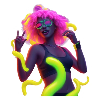 Rave party dancing neon smoking sticker