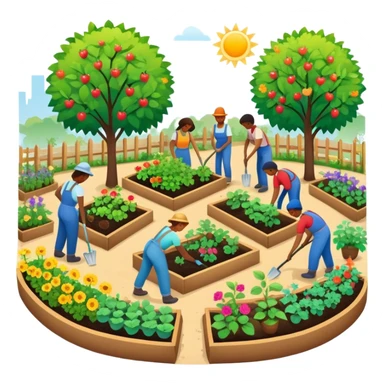 Community garden with people working together sticker
