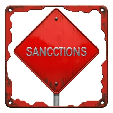 
red road sign with the inscription sanctions sticker