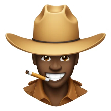 Happy emoji with cowboy hat and a cigarette in the mouth sticker
