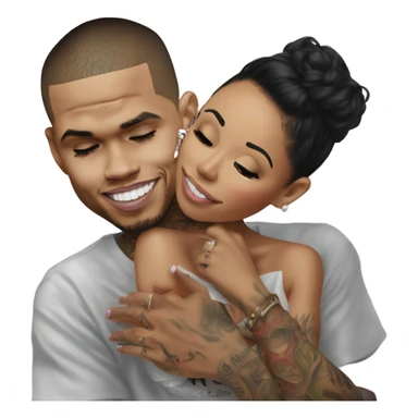 Hyper Realistic Chris Brown  Karruche Tran romantic photo  sticker
