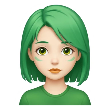 یک دختر که موهاش سبزه و بک گراندش بنفشه sticker