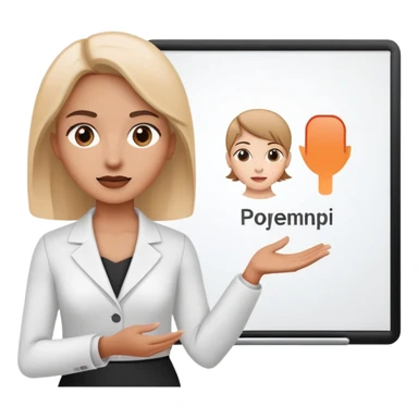 a women doing presentation with PPT in the background sticker