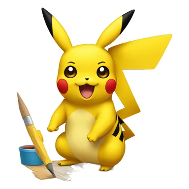 pikachu making art sticker