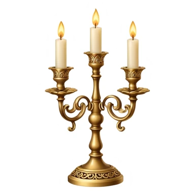 decorative candle holder with three lit candles, candelabra sticker