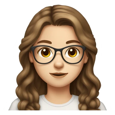 Russian girl glasses bleu eye and long brown hair and maine coon cat sticker