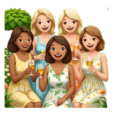 6 drunk women in a garden sticker