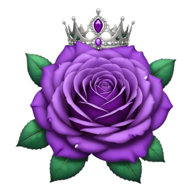 Purple rose flower, silver circle plaque, silver tiara sticker