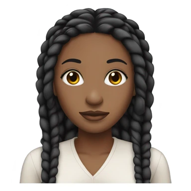 black woman with long black straight braids and lashes sticker
