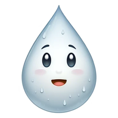 a white rain drop w a woozy face sticker