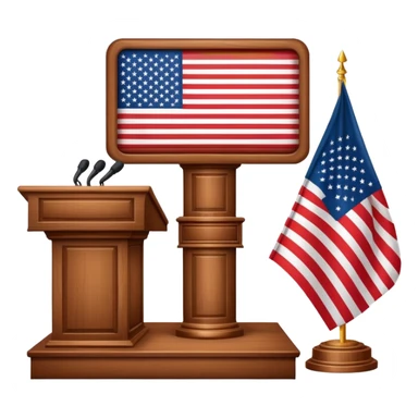 presidential podium with American flag sticker