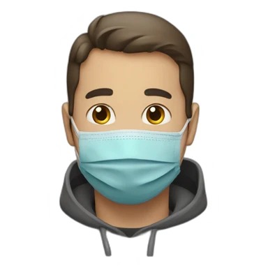 A shy man cover with normal face mask sticker