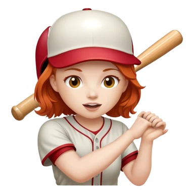 a red head playing baseball  sticker