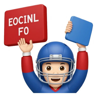 cheering sign american football in blue (#00A3E0) and red (#F9423A) sticker