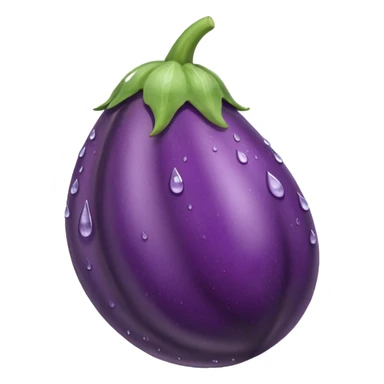 Combine an egg plant with the water drops emoji sticker