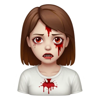 
 Zombie Girl with brown straight hair and basic white shirt On sticker