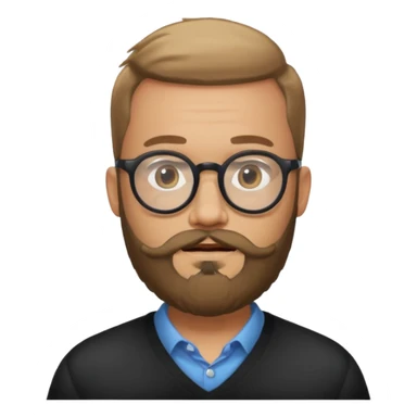 I need a simple emoji of a full bearded man with round glasses, light expression sticker