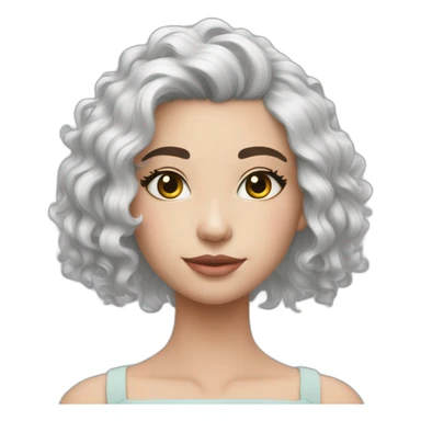 joven piel blanca pelo corto gris con pastel sticker