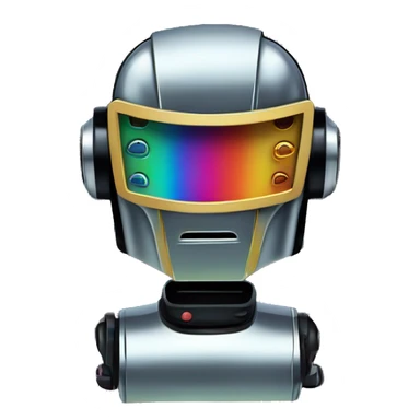 Rainbow Chrome variant DaftPunk-style robot talk box sticker