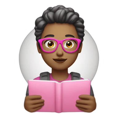 designer with notebook which have a pink circle logo sticker