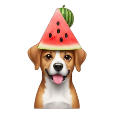 A dog with watermelon cap sticker