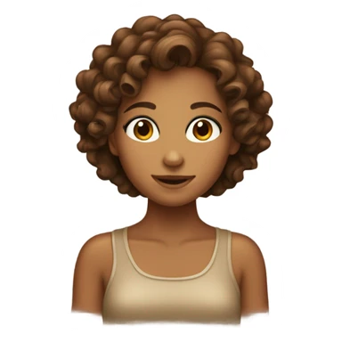 a tanned girl with brown curly hair  sticker