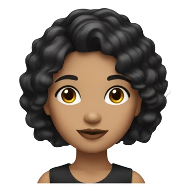 girl with black wavy hair with latina makeup sticker