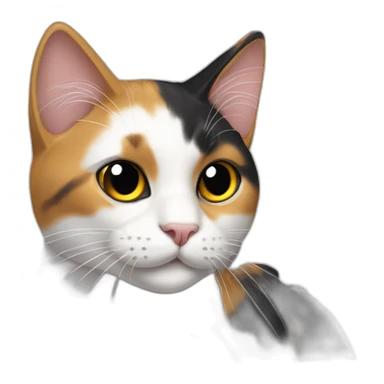 calico cat with a metal spring sticker