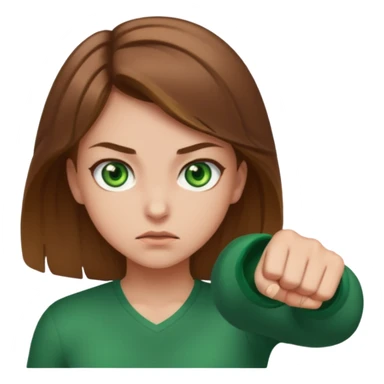 girl with green eyes and brown light hair fighthing sticker