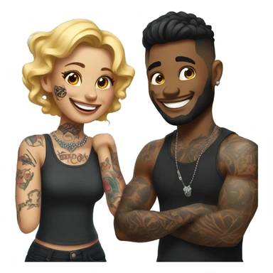 Beautiful tattooed couple celebrating birthday sticker