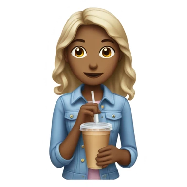 Girl drinking iced coffee sticker