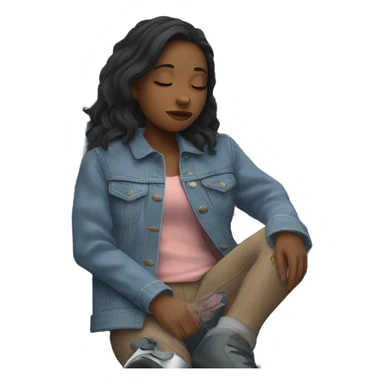 girl in denim jacket inside car asleep sticker