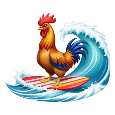 hawaiian rooster, surfing wave sticker