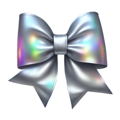 Realistic isolated silver holographic bow with bow attached on top of it. sticker