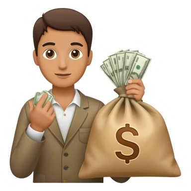 one hand holding a bag of money sticker