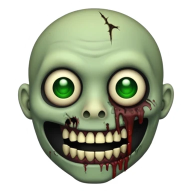 Zombie emoji with pitch black teeth no white showing sticker