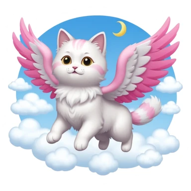 flying cat in the sky sticker