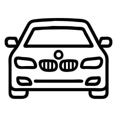 BMW car front view as a simple icon with clean lines, minimal color, easily recognizable silhouette sticker