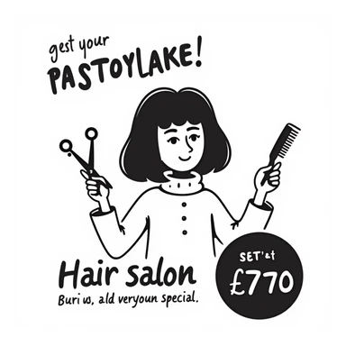 hair salon marketing flyer style, special promotion sticker
