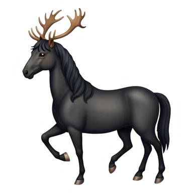 Ngựa đen trên đầu có gạc nai sticker