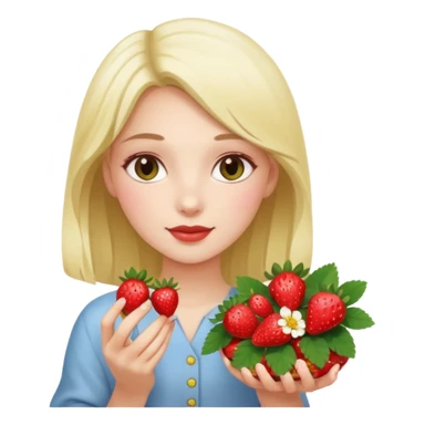 a beautiful girl mix with nenuphar and watel lili and  Strawberries  sticker