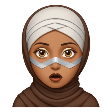 muslim woman with shocked eyes with tape on mouth sticker