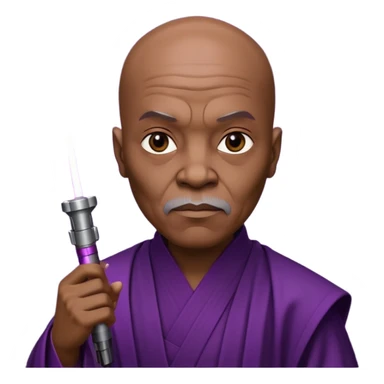 star wars master windu bald head with purple lightsaber sticker