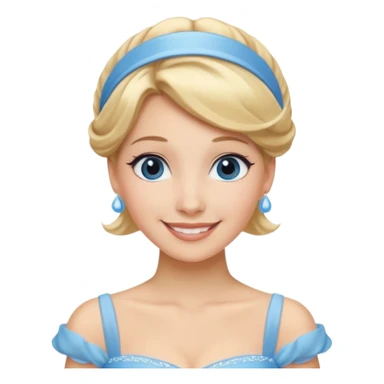 cendrillon on voit juste le buste elle est blonde avec les cheveux releve et un serre tete bleu ciel et elle porte une robe de soirée bleu ciel sticker