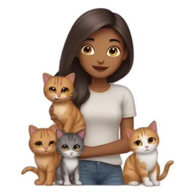 girl with her cats sticker