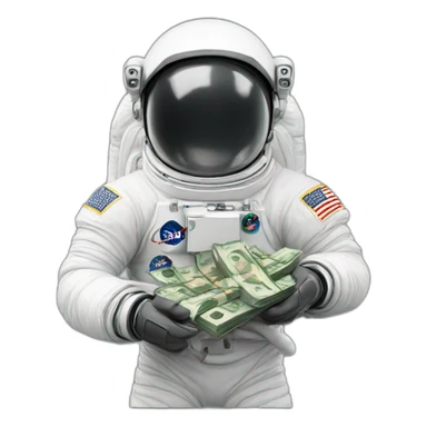 astronaut holding money sticker