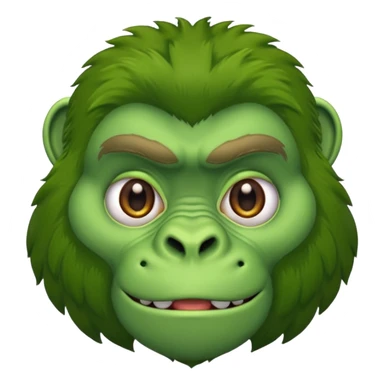green gorilla face, simple, clear expression sticker